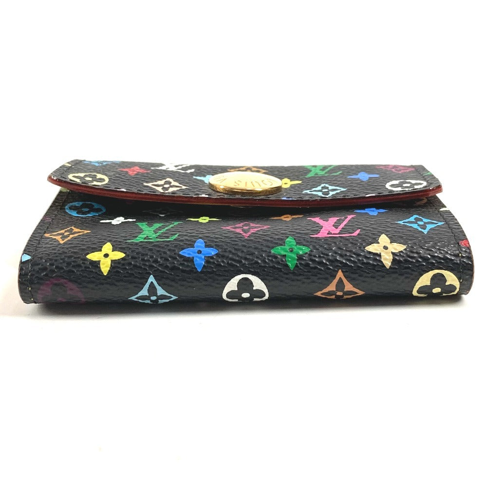 LOUIS VUITTON M60007 Monogram Multicolore Porte Monnaie Cozy Wallet with Flap Coin Purse, Monogram Multicolore Canvas, Women's, Noir, Black