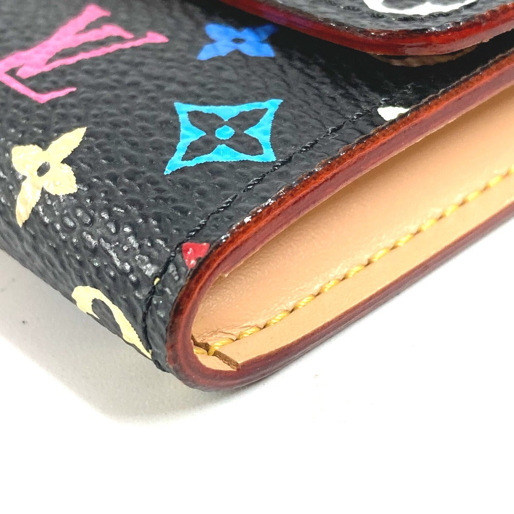 LOUIS VUITTON M60007 Monogram Multicolore Porte Monnaie Cozy Wallet with Flap Coin Purse, Monogram Multicolore Canvas, Women's, Noir, Black