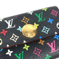 LOUIS VUITTON M60007 Monogram Multicolore Porte Monnaie Cozy Wallet with Flap Coin Purse, Monogram Multicolore Canvas, Women's, Noir, Black