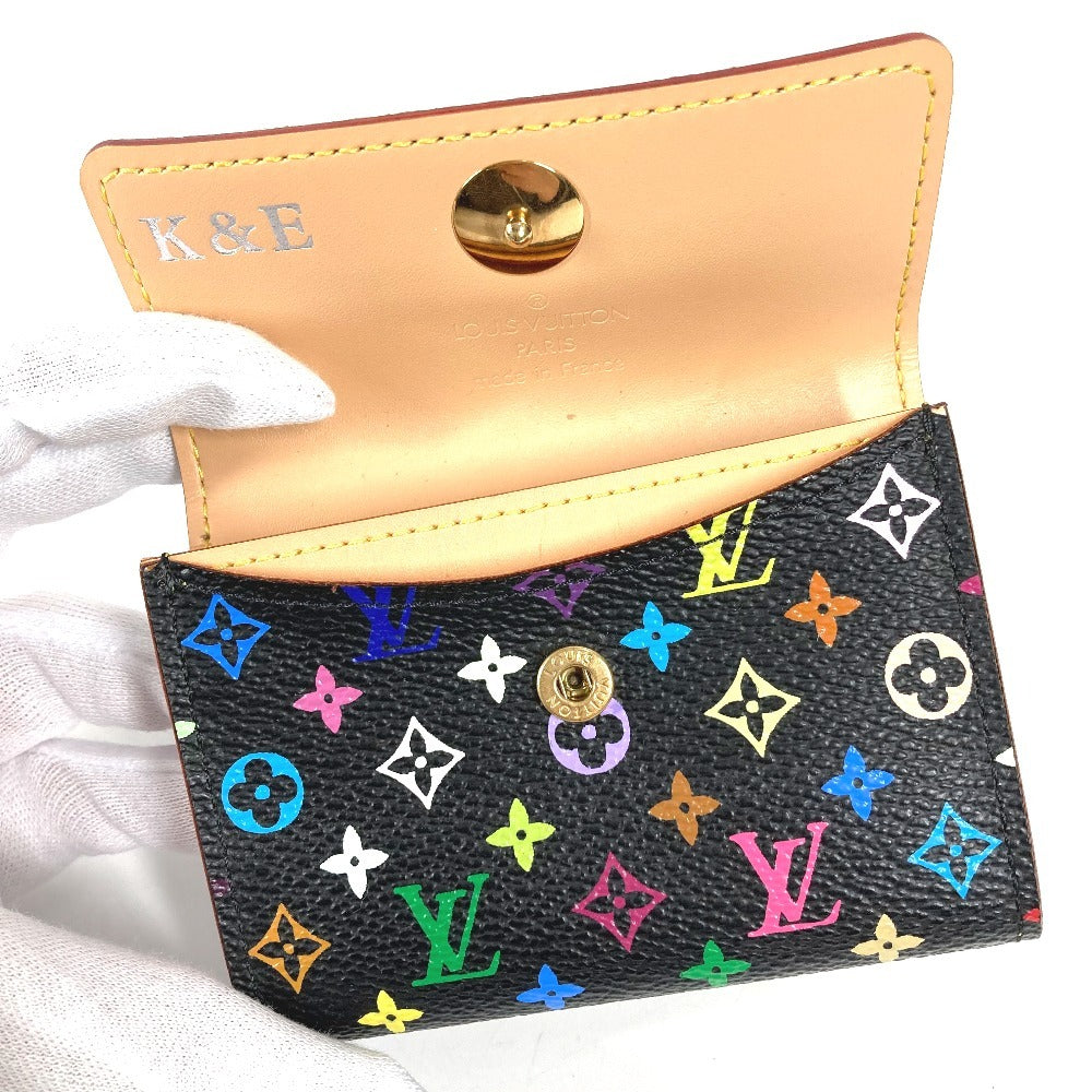 LOUIS VUITTON M60007 Monogram Multicolore Porte Monnaie Cozy Wallet with Flap Coin Purse, Monogram Multicolore Canvas, Women's, Noir, Black