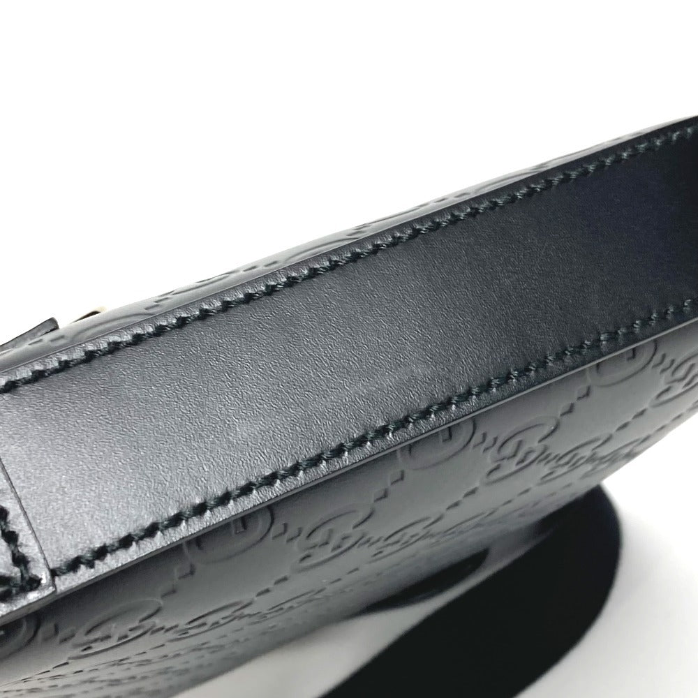 GUCCI 406410 GGエンボス グッチシマ ロゴ カバン 斜め掛け ポシェット ショルダーバッグ シマレザー ユニセックス ブラック