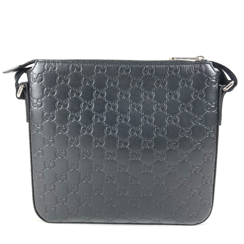 GUCCI 406410 GGエンボス グッチシマ ロゴ カバン 斜め掛け ポシェット ショルダーバッグ シマレザー ユニセックス ブラック
