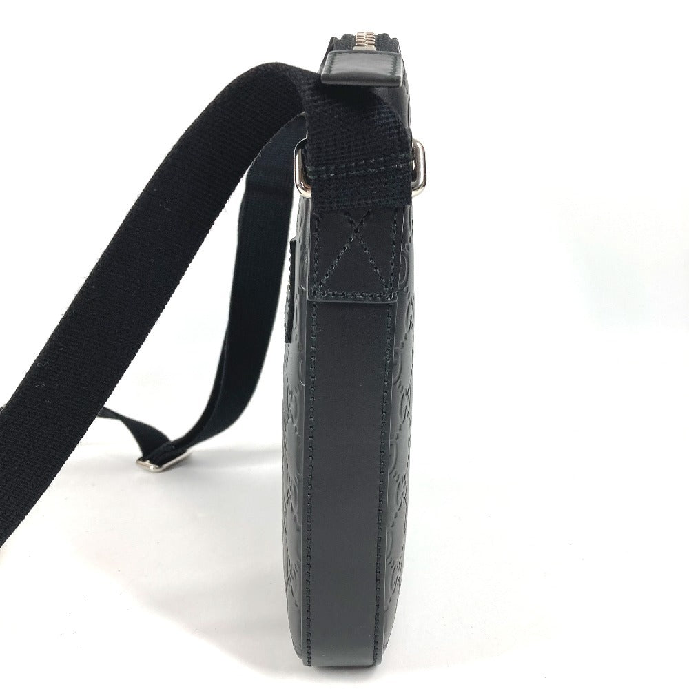 GUCCI 406410 GGエンボス グッチシマ ロゴ カバン 斜め掛け ポシェット ショルダーバッグ シマレザー ユニセックス ブラック