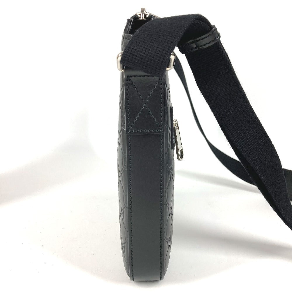 GUCCI 406410 GGエンボス グッチシマ ロゴ カバン 斜め掛け ポシェット ショルダーバッグ シマレザー ユニセックス ブラック
