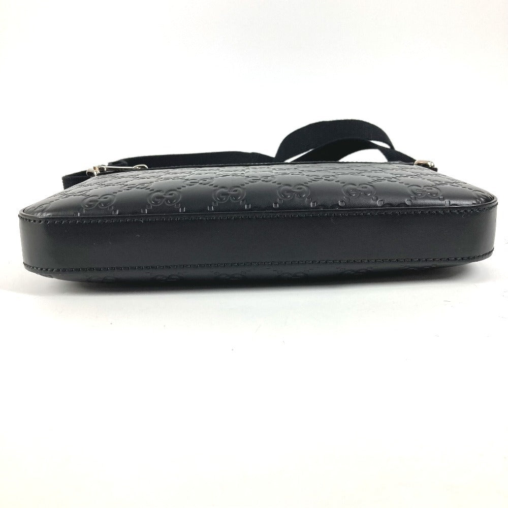 GUCCI 406410 GGエンボス グッチシマ ロゴ カバン 斜め掛け ポシェット ショルダーバッグ シマレザー ユニセックス ブラック