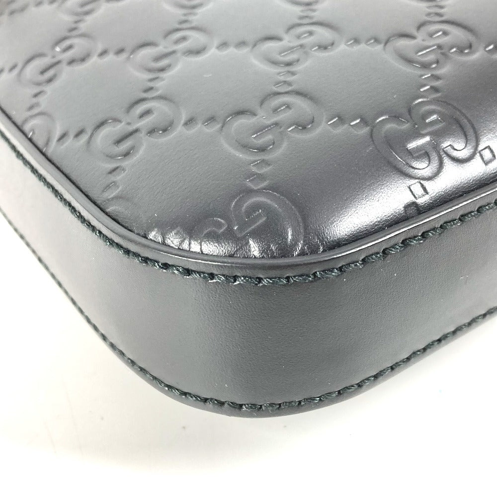 GUCCI 406410 GGエンボス グッチシマ ロゴ カバン 斜め掛け ポシェット ショルダーバッグ シマレザー ユニセックス ブラック