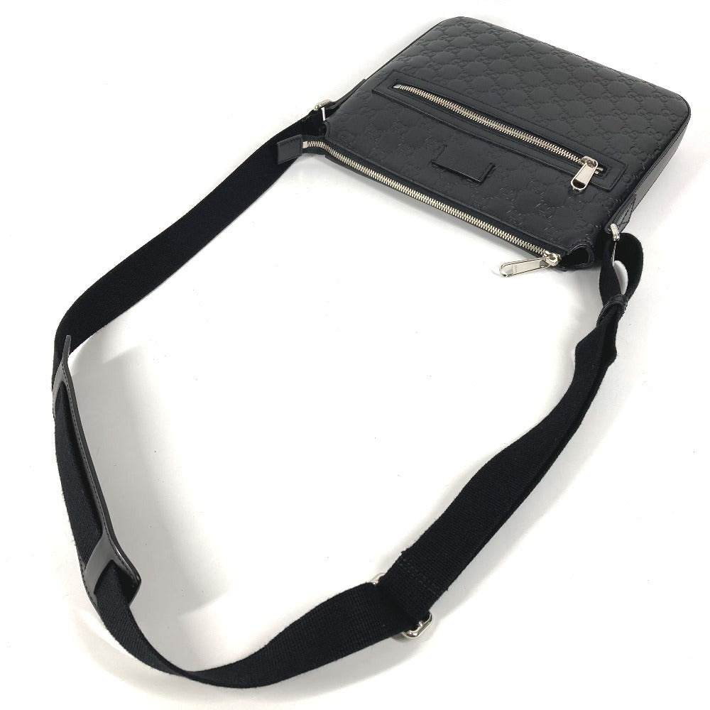 GUCCI 406410 GGエンボス グッチシマ ロゴ カバン 斜め掛け ポシェット ショルダーバッグ シマレザー ユニセックス ブラック