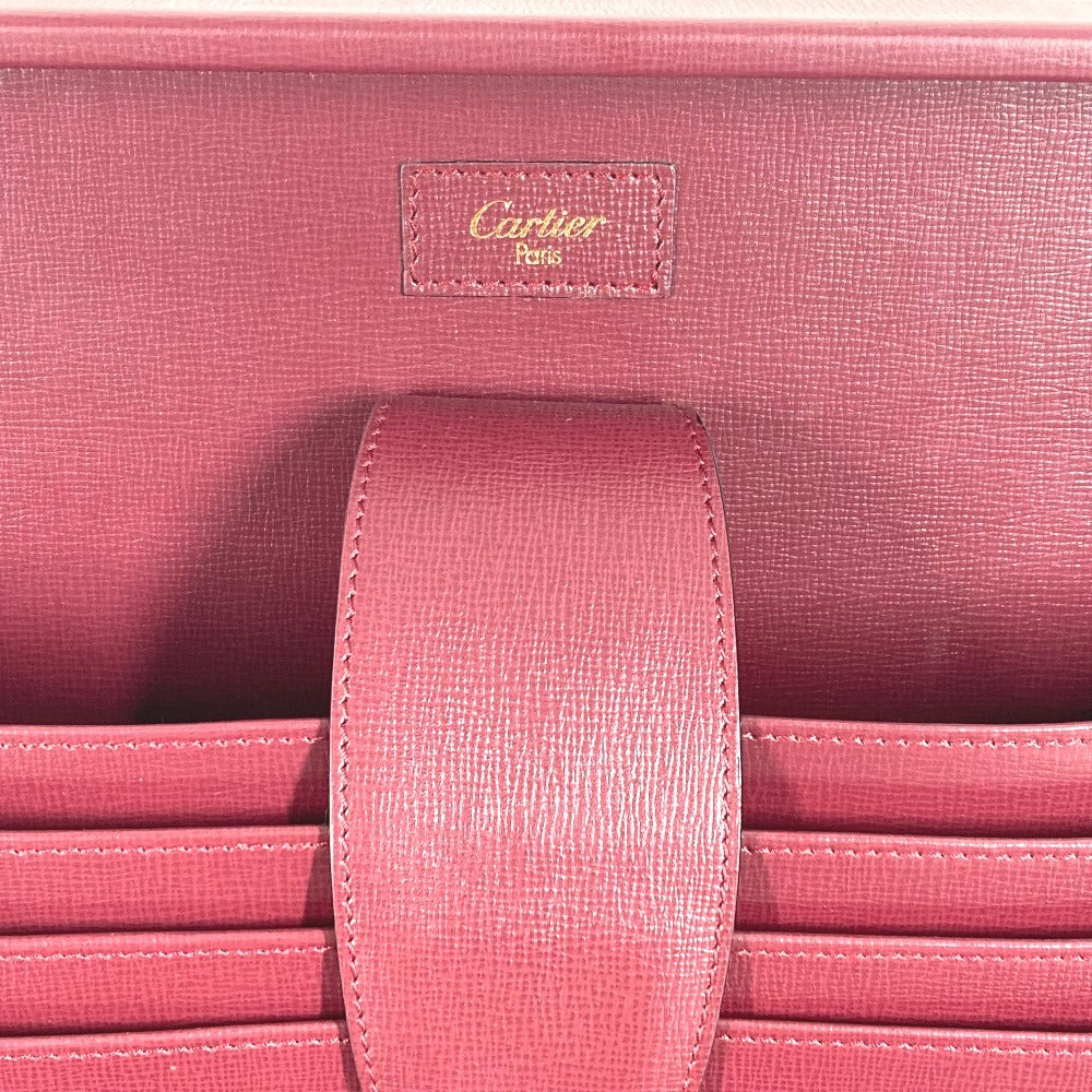 CARTIER マストライン ロゴ トランク ビジネスバッグ BOX ボックス ハンドバッグ レザー ユニセックス ワインレッド