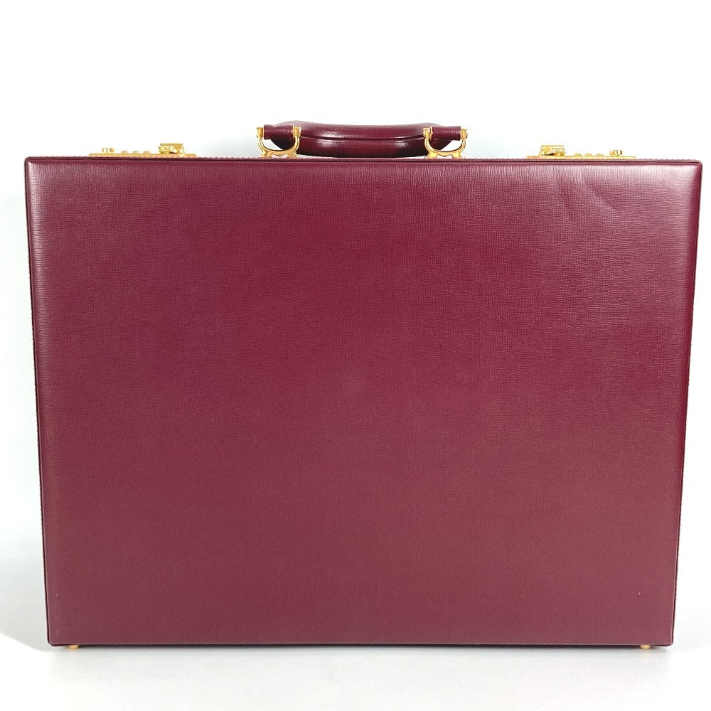 CARTIER マストライン ロゴ トランク ビジネスバッグ BOX ボックス ハンドバッグ レザー ユニセックス ワインレッド