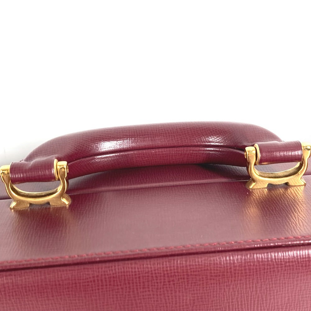 CARTIER マストライン ロゴ トランク ビジネスバッグ BOX ボックス ハンドバッグ レザー ユニセックス ワインレッド