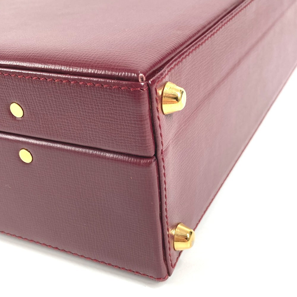CARTIER マストライン ロゴ トランク ビジネスバッグ BOX ボックス ハンドバッグ レザー ユニセックス ワインレッド