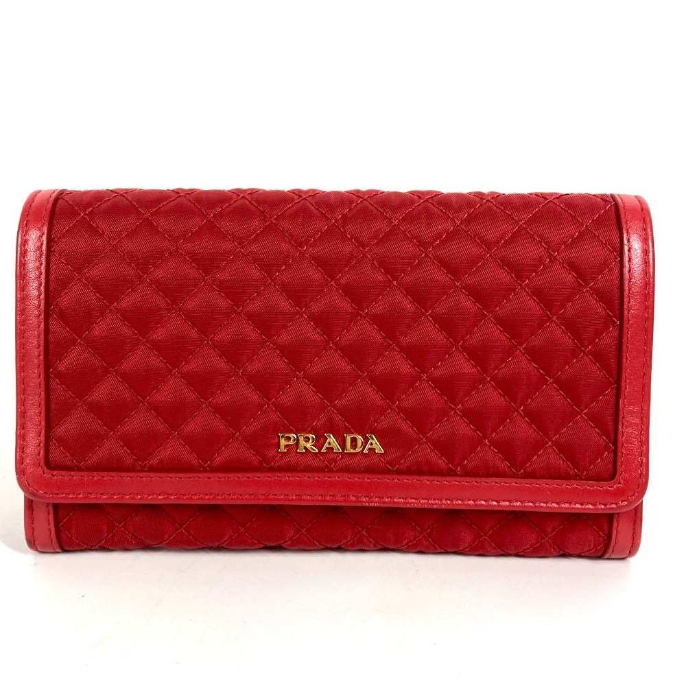 PRADA 1M1437 ショルダーバッグ ショルダーウォレット ロゴ キルティング ロングウォレット ウォレットバッグ 長財布 ナイロン ユニセックス レッド