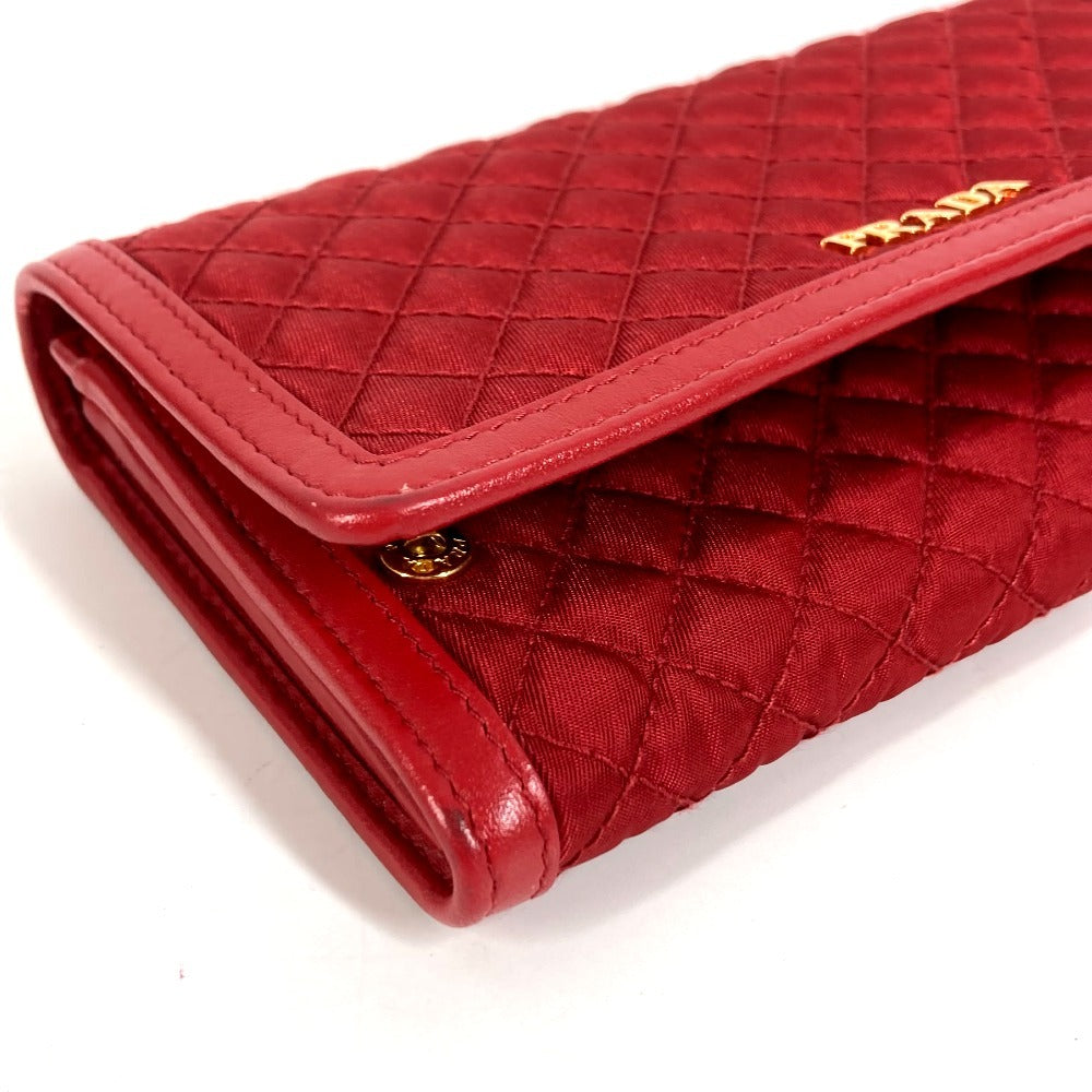 PRADA 1M1437 ショルダーバッグ ショルダーウォレット ロゴ キルティング ロングウォレット ウォレットバッグ 長財布 ナイロン ユニセックス レッド