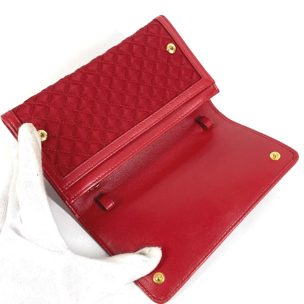 PRADA 1M1437 ショルダーバッグ ショルダーウォレット ロゴ キルティング ロングウォレット ウォレットバッグ 長財布 ナイロン ユニセックス レッド