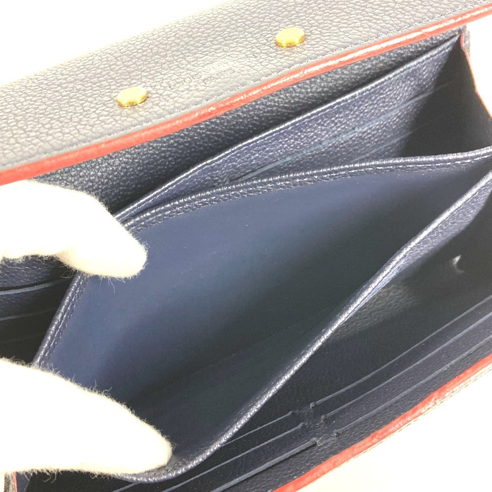 LOUIS VUITTON M62127 Monogram Empreinte Portefeuille Pont-Neuf Long Wallet Flap Long Wallet Monogram Empreinte Leather Unisex Marine Rouge Navy