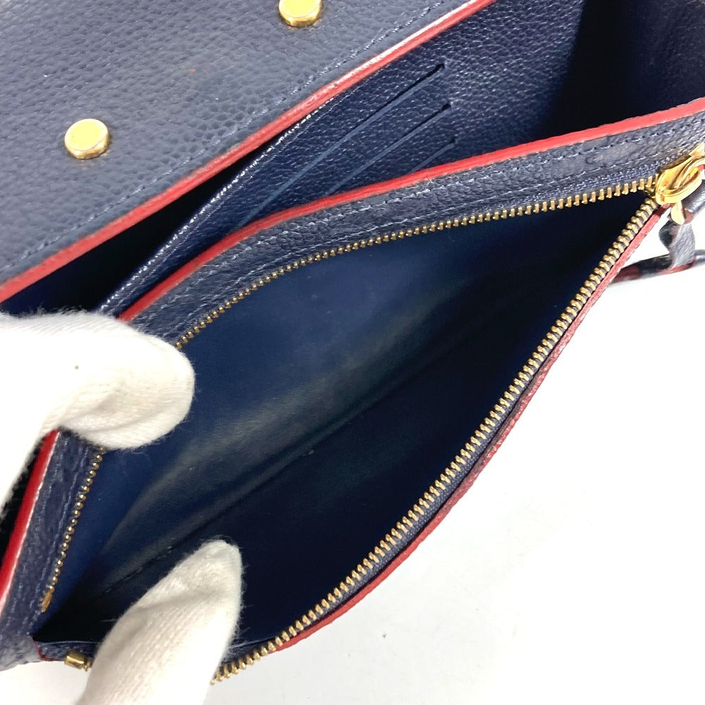 LOUIS VUITTON M62127 Monogram Empreinte Portefeuille Pont-Neuf Long Wallet Flap Long Wallet Monogram Empreinte Leather Unisex Marine Rouge Navy