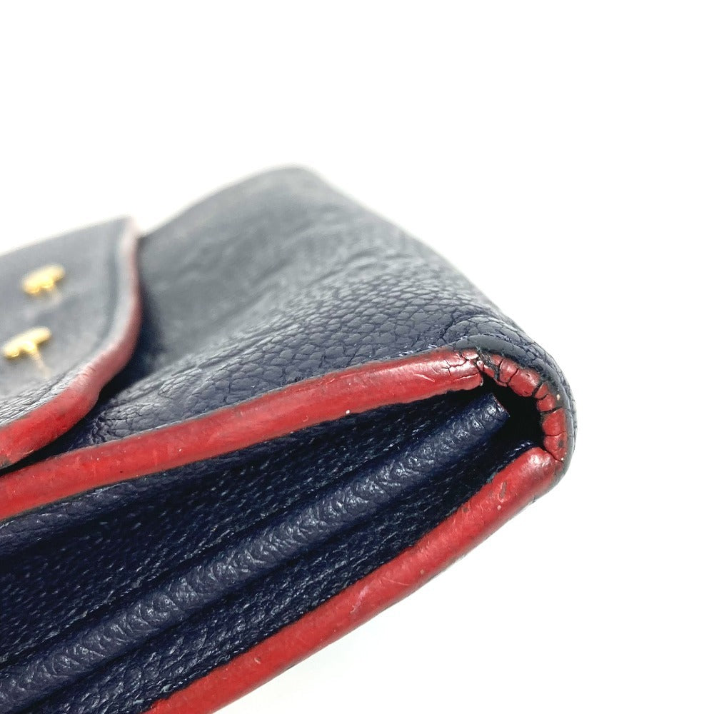 LOUIS VUITTON M62127 Monogram Empreinte Portefeuille Pont-Neuf Long Wallet Flap Long Wallet Monogram Empreinte Leather Unisex Marine Rouge Navy