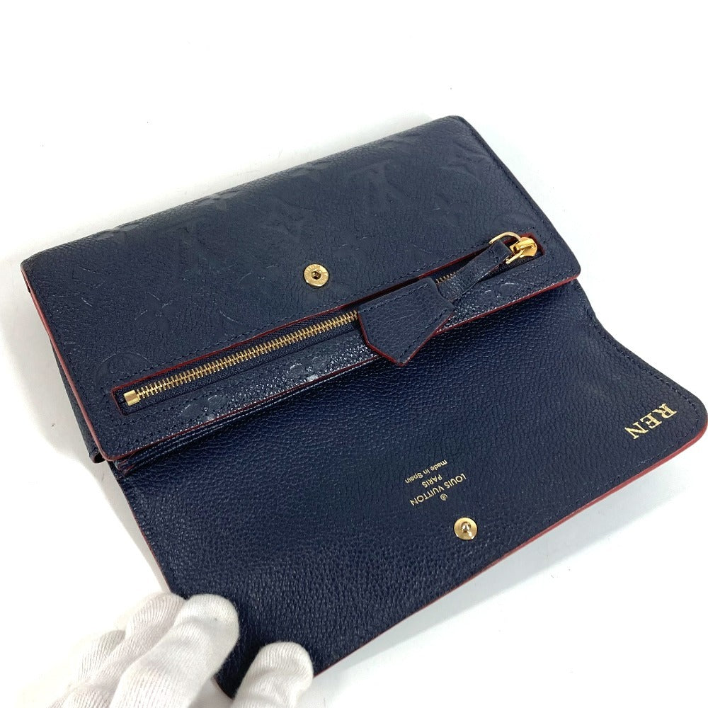 LOUIS VUITTON M62127 Monogram Empreinte Portefeuille Pont-Neuf Long Wallet Flap Long Wallet Monogram Empreinte Leather Unisex Marine Rouge Navy