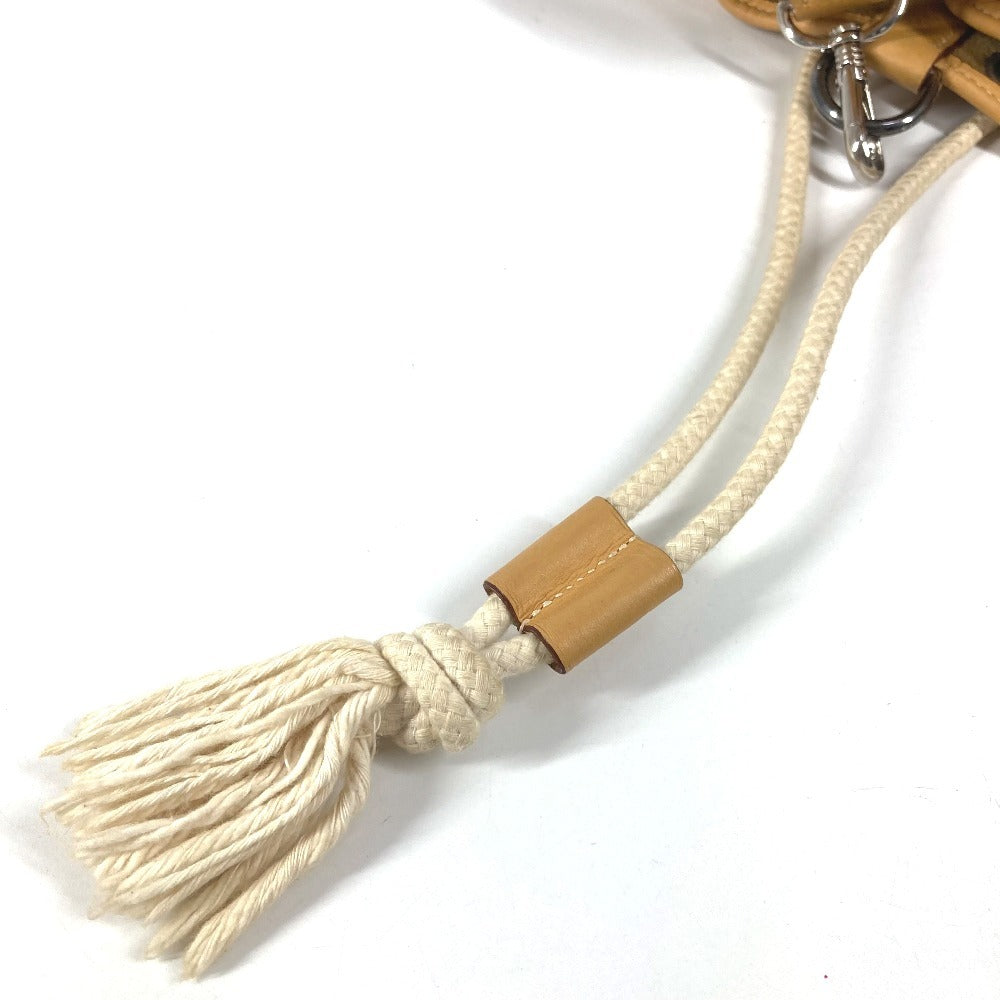 HERMES H パンチングロゴ ランチ カバン 肩掛け 巾着バッグ ショルダーバッグ トリヨンクレマンス ユニセックス イエローベージュ系