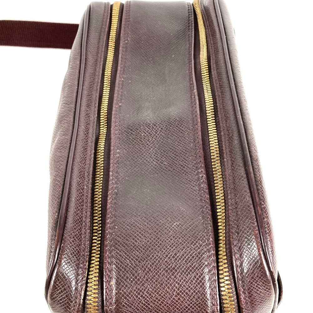 LOUIS VUITTON M30156 Taiga Reporter PM Reporter PM Bag Crossbody Double Zipper Shoulder Bag Taiga Leather Unisex Acajou Purple