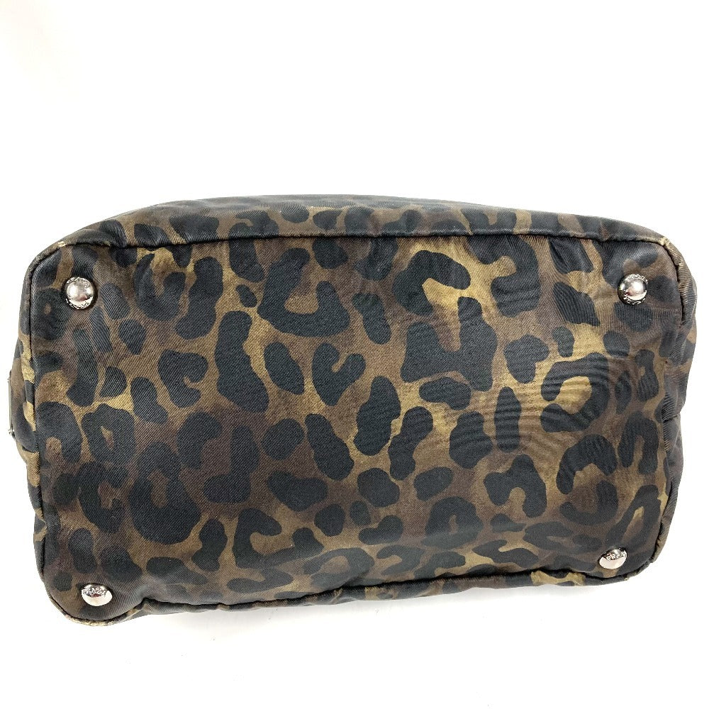 PRADA Logo Leopard Pattern Bag Shoulder Bag Tote Bag Shoulder Bag Nylon Unisex Black