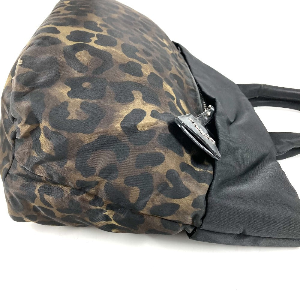 PRADA Logo Leopard Pattern Bag Shoulder Bag Tote Bag Shoulder Bag Nylon Unisex Black