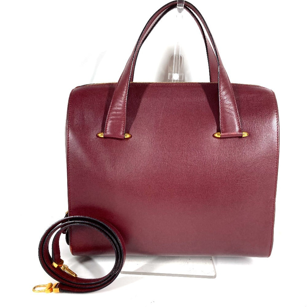 CARTIER Must-Line Logo 2-Way Bag Tote Bag Handbag Business Bag Leather Unisex Wine Red