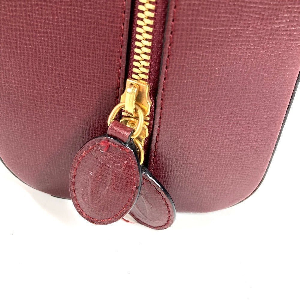 CARTIER Must-Line Logo 2-Way Bag Tote Bag Handbag Business Bag Leather Unisex Wine Red