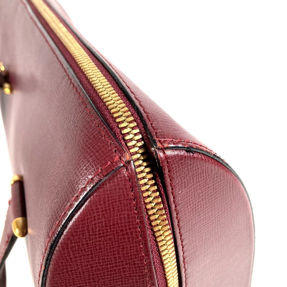 CARTIER Must-Line Logo 2-Way Bag Tote Bag Handbag Business Bag Leather Unisex Wine Red