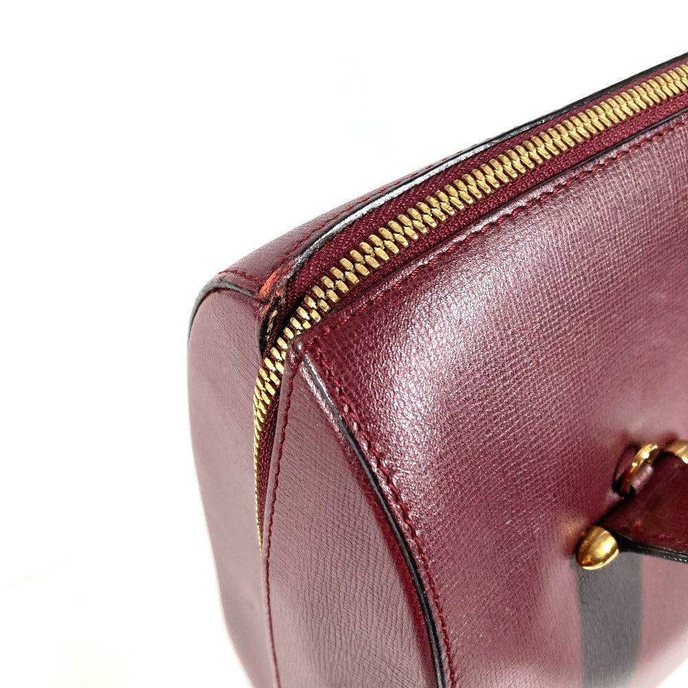CARTIER Must-Line Logo 2-Way Bag Tote Bag Handbag Business Bag Leather Unisex Wine Red