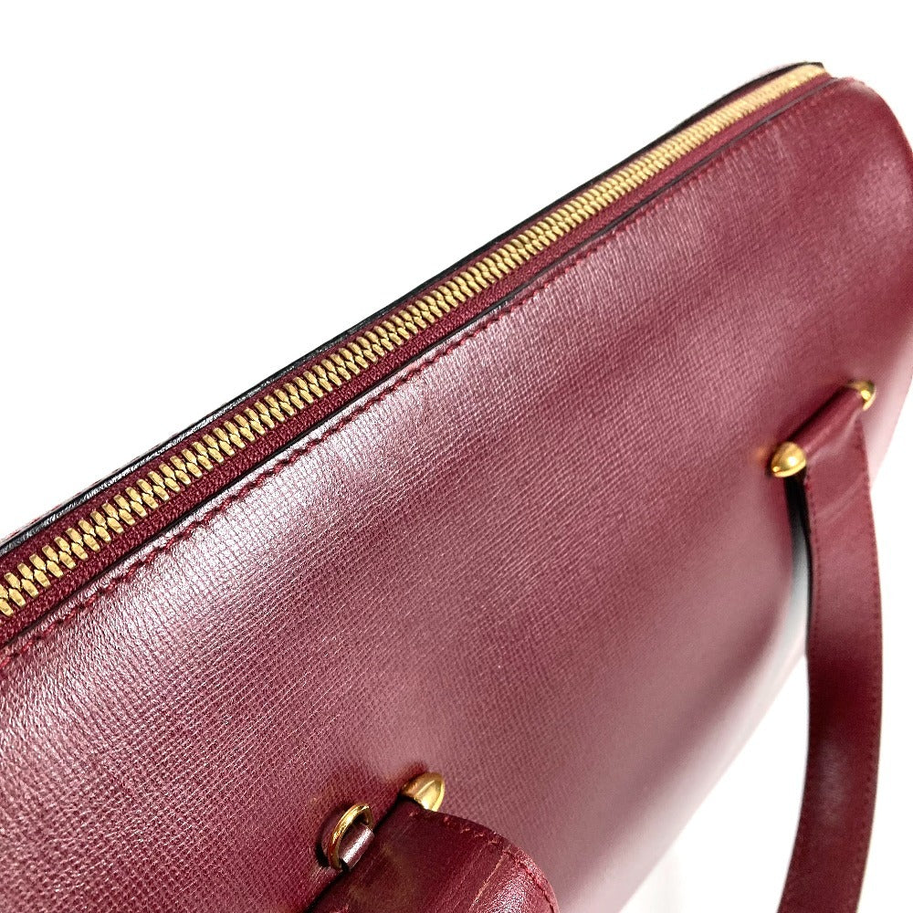CARTIER Must-Line Logo 2-Way Bag Tote Bag Handbag Business Bag Leather Unisex Wine Red