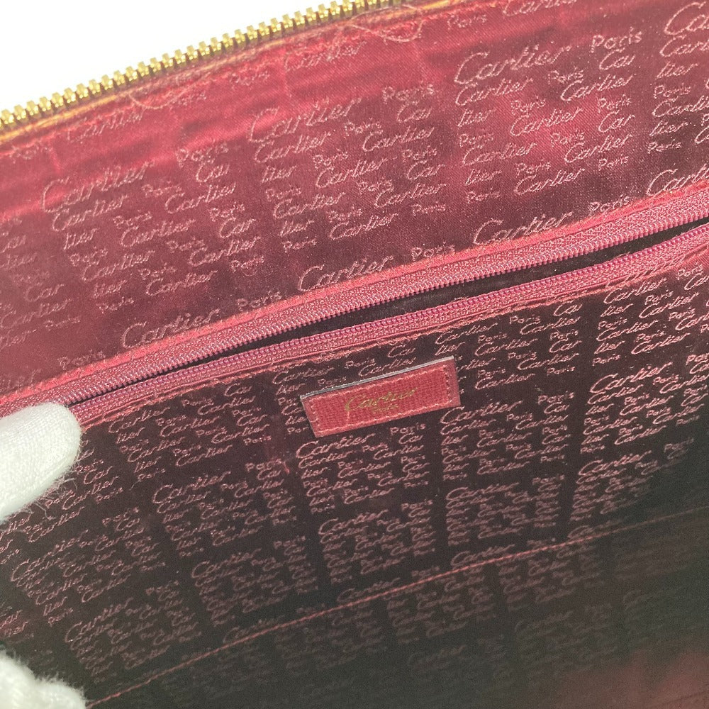 CARTIER Must-Line Logo 2-Way Bag Tote Bag Handbag Business Bag Leather Unisex Wine Red