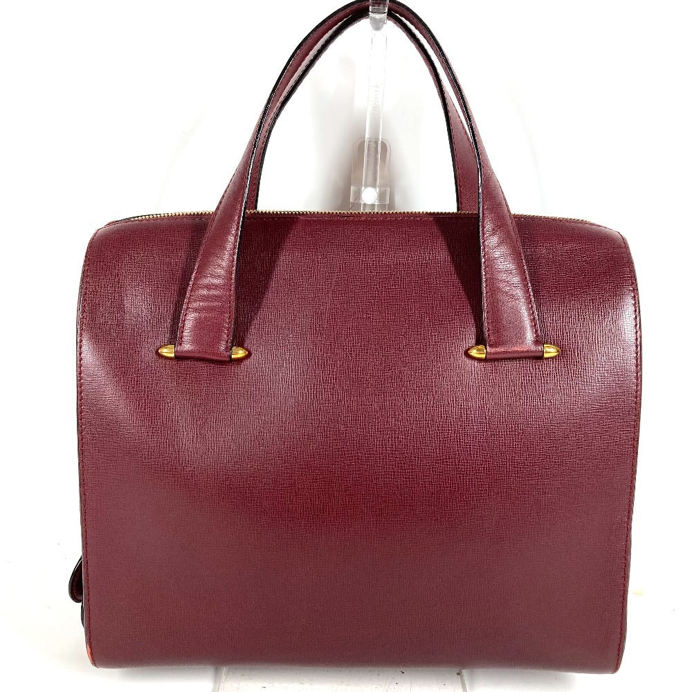 CARTIER Must-Line Logo 2-Way Bag Tote Bag Handbag Business Bag Leather Unisex Wine Red