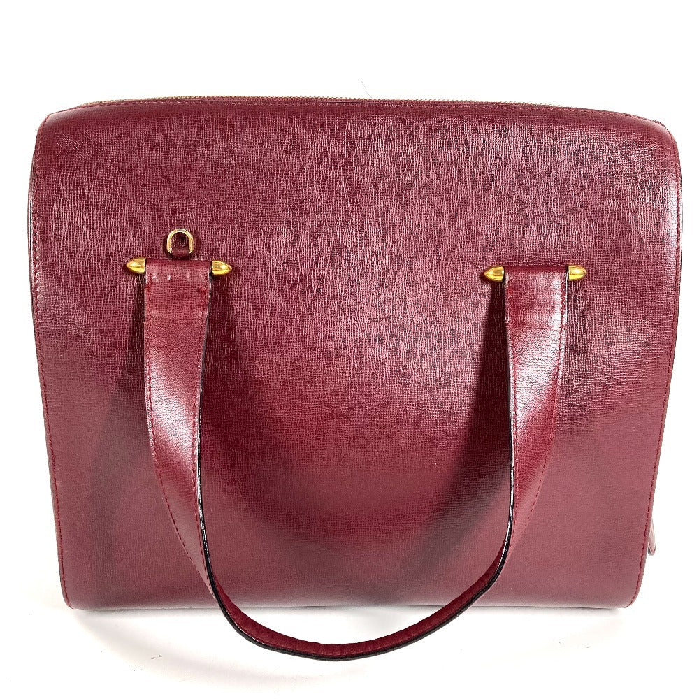 CARTIER Must-Line Logo 2-Way Bag Tote Bag Handbag Business Bag Leather Unisex Wine Red