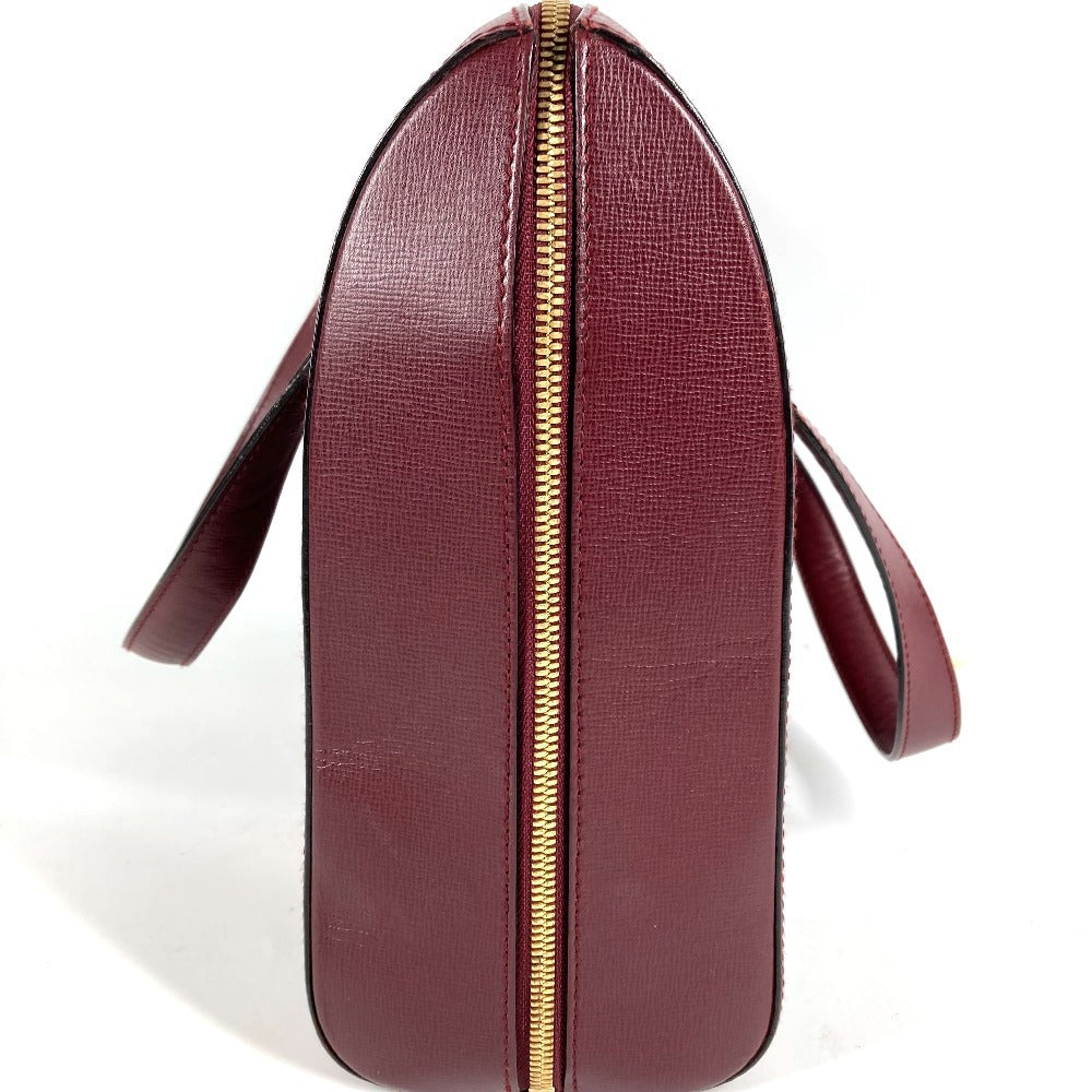 CARTIER Must-Line Logo 2-Way Bag Tote Bag Handbag Business Bag Leather Unisex Wine Red