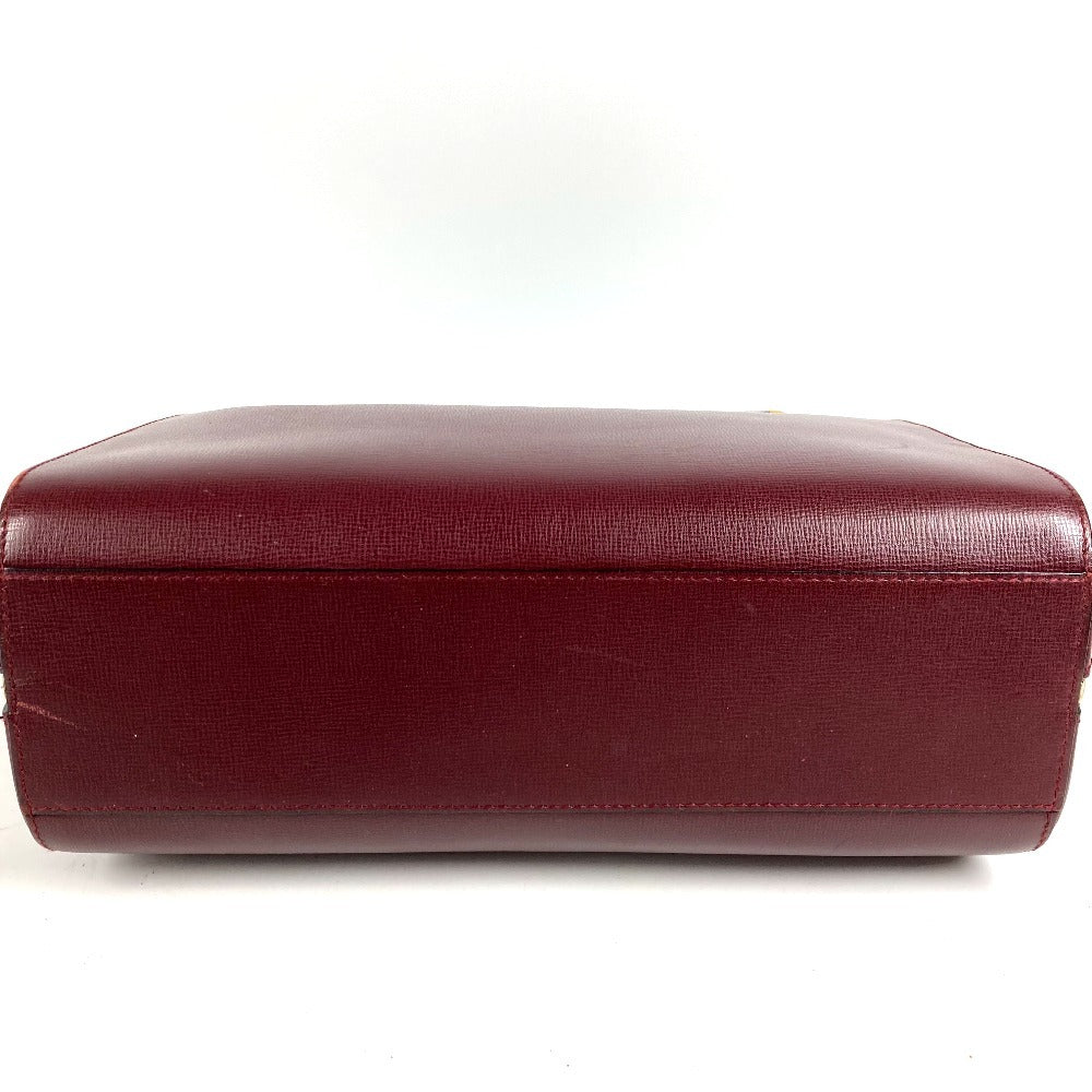 CARTIER Must-Line Logo 2-Way Bag Tote Bag Handbag Business Bag Leather Unisex Wine Red