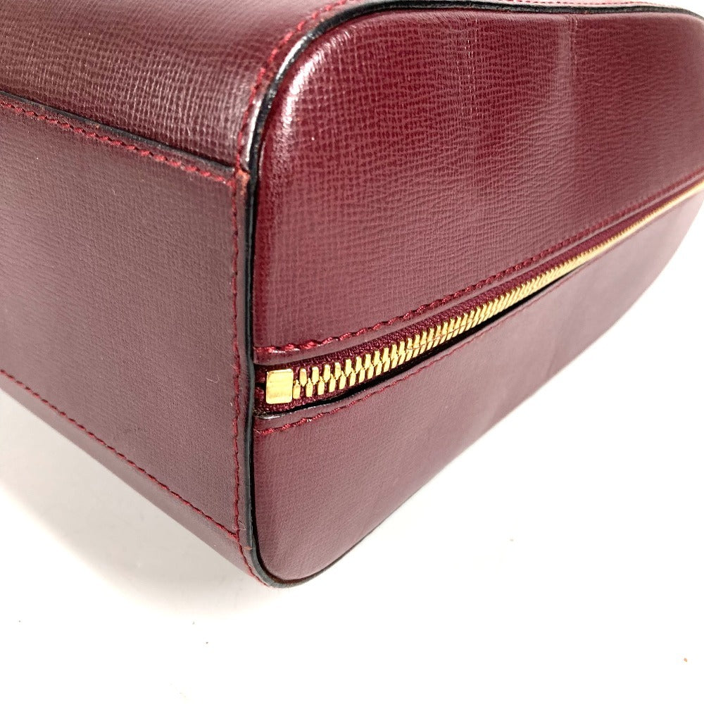 CARTIER Must-Line Logo 2-Way Bag Tote Bag Handbag Business Bag Leather Unisex Wine Red