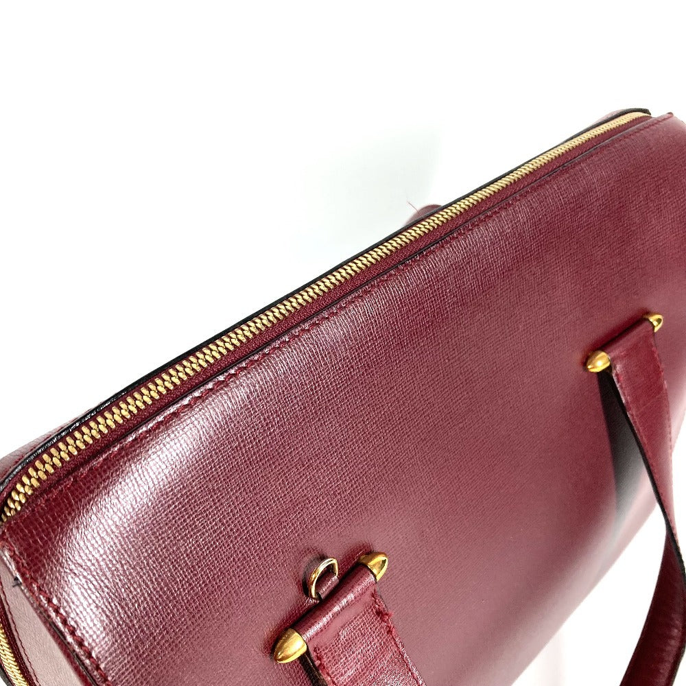 CARTIER Must-Line Logo 2-Way Bag Tote Bag Handbag Business Bag Leather Unisex Wine Red