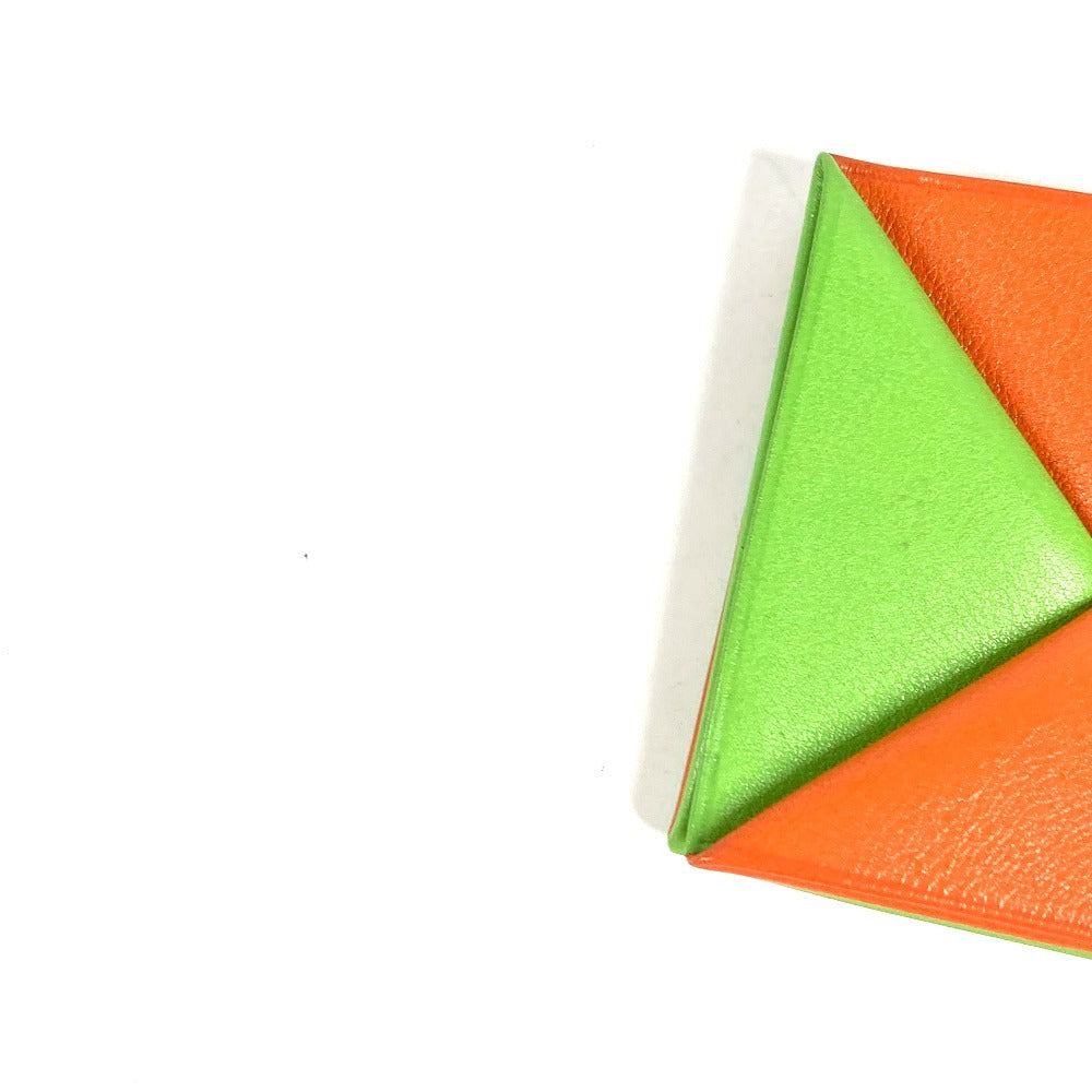 HERMES Zulu Bicolor Square Wallet Coin Purse Leather Unisex Green