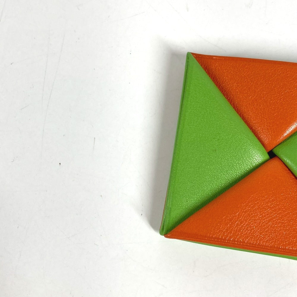 HERMES Zulu Bicolor Square Wallet Coin Purse Leather Unisex Green