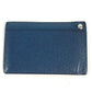 HERMES Chu Chu Logo Sellier Card Case Pass Case Card Holder Leather Unisex Navy