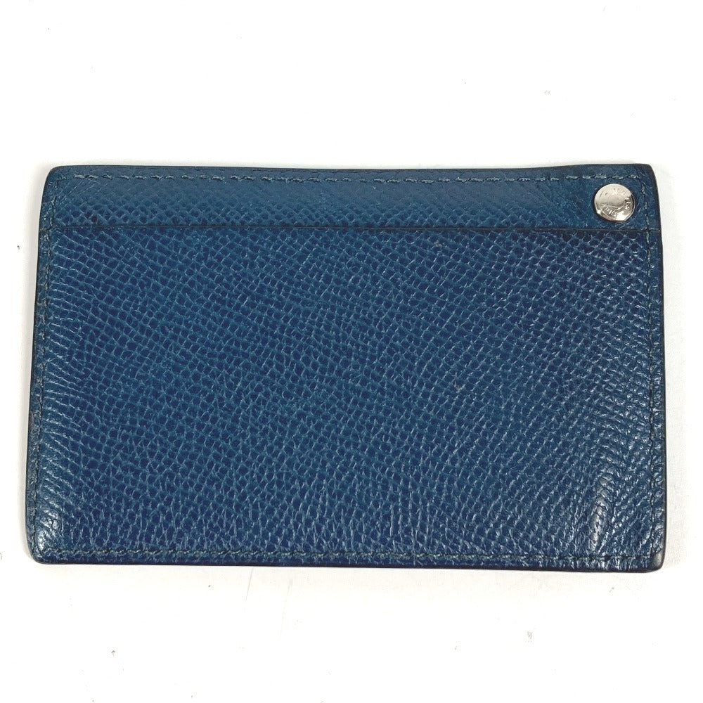 HERMES Chu Chu Logo Sellier Card Case Pass Case Card Holder Leather Unisex Navy