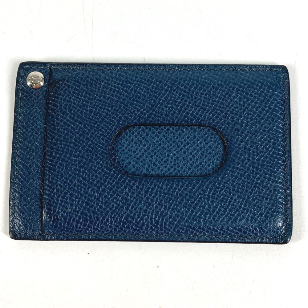 HERMES Chu Chu Logo Sellier Card Case Pass Case Card Holder Leather Unisex Navy