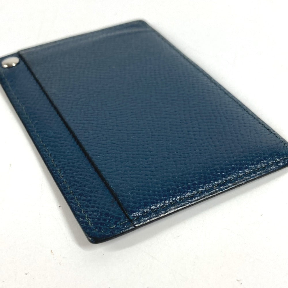 HERMES Chu Chu Logo Sellier Card Case Pass Case Card Holder Leather Unisex Navy