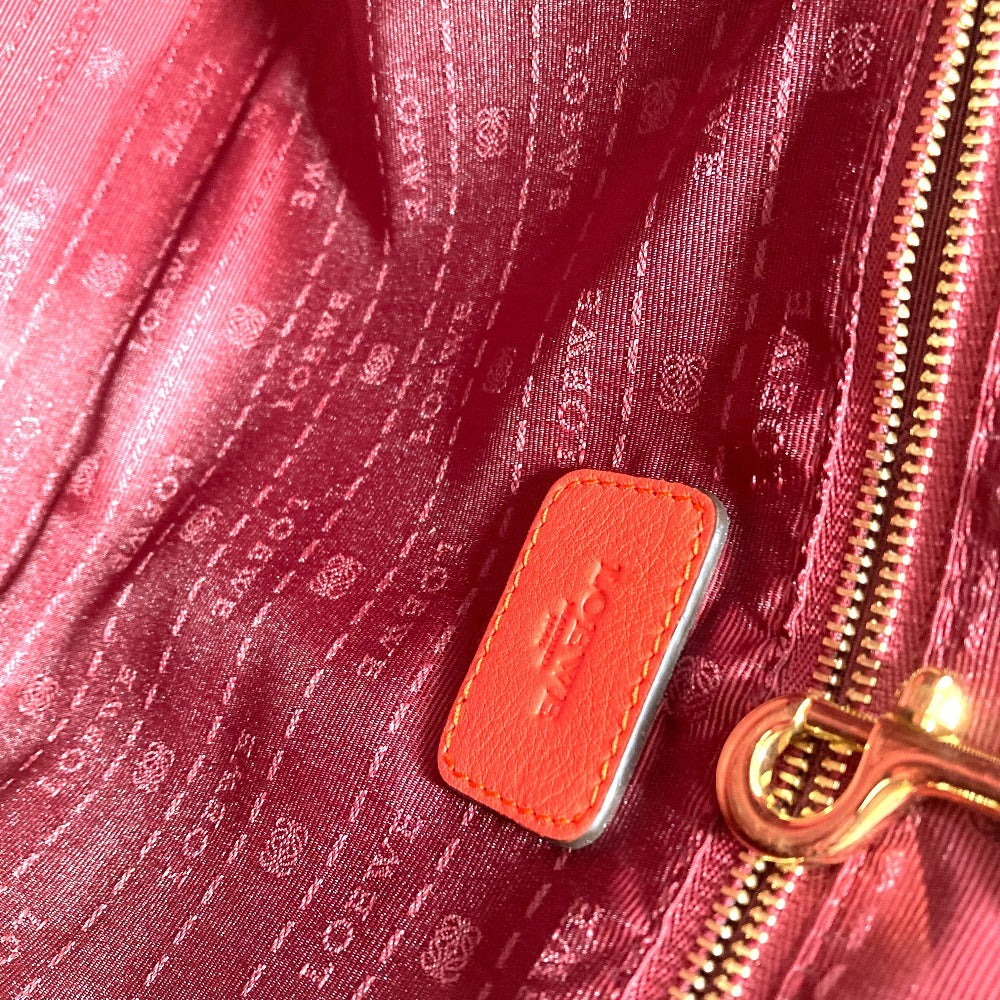 LOEWE Logo Heritage Shoulder Tote Bag Leather Unisex Orange-Red