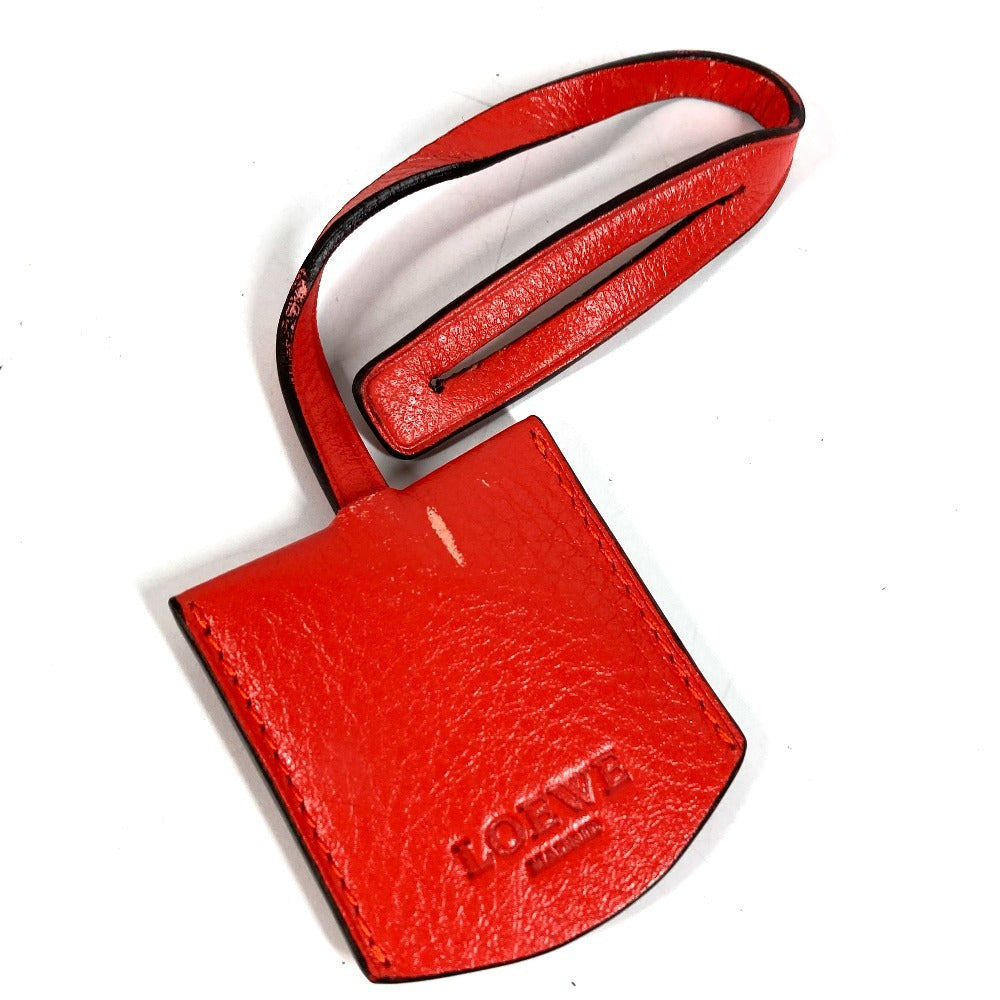 LOEWE Logo Heritage Shoulder Tote Bag Leather Unisex Orange-Red
