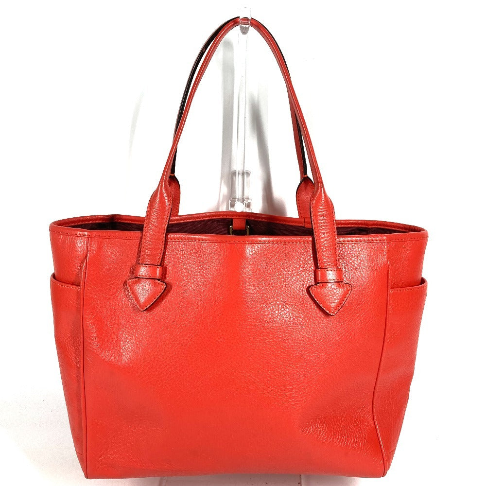 LOEWE Logo Heritage Shoulder Tote Bag Leather Unisex Orange-Red