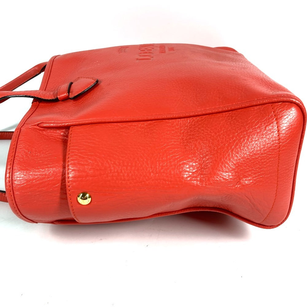 LOEWE Logo Heritage Shoulder Tote Bag Leather Unisex Orange-Red