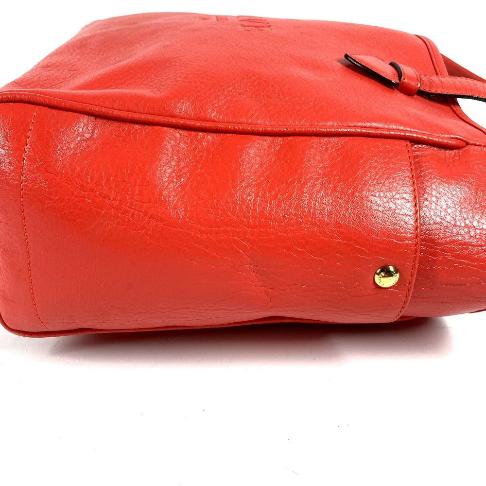 LOEWE Logo Heritage Shoulder Tote Bag Leather Unisex Orange-Red