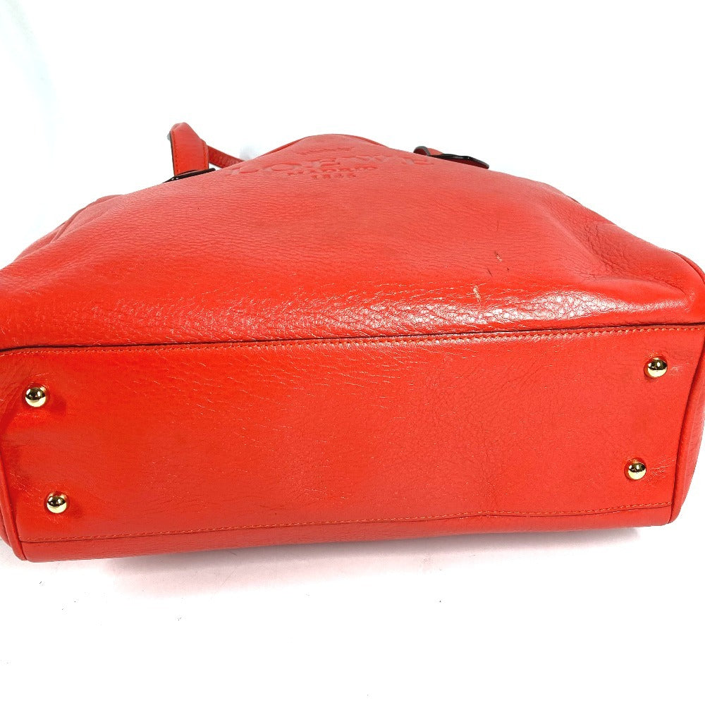LOEWE Logo Heritage Shoulder Tote Bag Leather Unisex Orange-Red